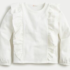 J. Crew Crewcuts Girls' Top White Ruffled Kids Sweatshirt